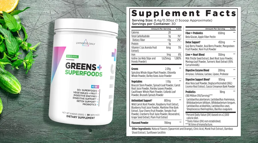 Livingood Daily Greens + Superfoods Ingredients